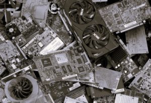 An image of a pile of disused server hardware.